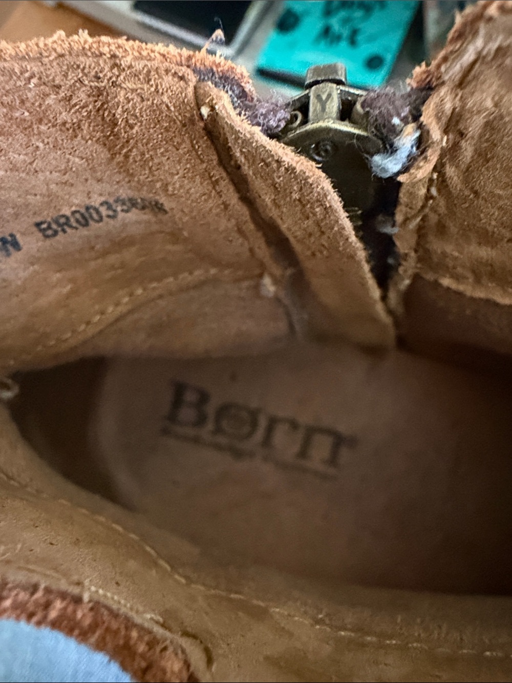 Born Tan Suede Ankle Boots with Side Zipper - Picture 9 of 11